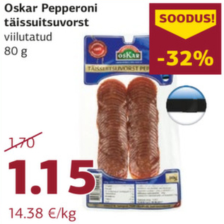 Allahindlus - Oskar Pepperoni täissuitsuvorst