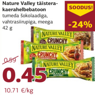 Allahindlus - Nature Valley täistera-kaerahelbebatoon