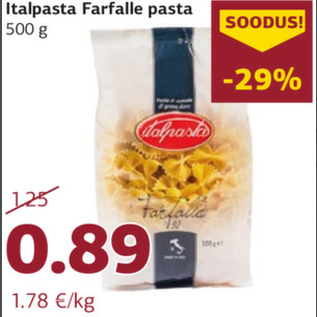 Allahindlus - Italpasta Farfalle pasta