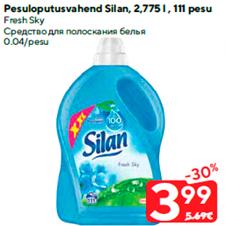 Allahindlus - Pesuloputusvahend Silan, 2,775 l , 111 pesu Fresh Sky