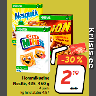 Allahindlus - Hommikueine Nestlé, 425-450 g