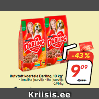 Allahindlus - Kuivtoit koertele Darling, 10 kg*