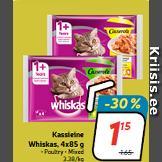 Allahindlus - Kassieine Whiskas, 4x85 g