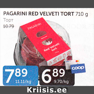 Allahindlus - PAGARINI RED VELVETI TORT 710 G