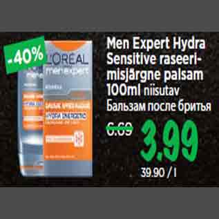 Allahindlus - Men Expert Hydra Sensitive raseerimisjärgne palsam 100ml niisutav