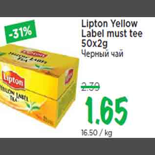 Allahindlus - Lipton Yellow Label must tee 50x2g