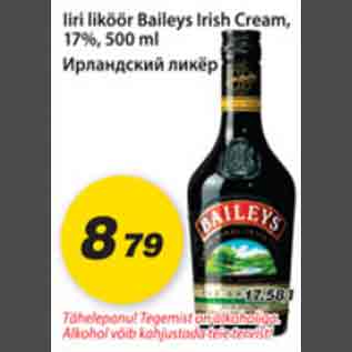 Allahindlus - Iiri liköör Baileys Irish Cream, 17%, 500ml