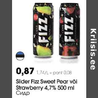 Allahindlus - Siider Fizz Sweet Реar või Strawberry 4,7% 500 ml