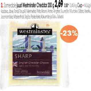 Allahindlus - Somerdalе juust Westminster Cheddar 200 g