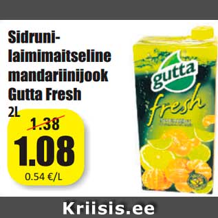 Allahindlus - Sidruni laimimaitseline mandarinijook Gutta Fresh 2 l