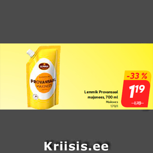 Allahindlus - Lemmik Provansaal majonees, 700 ml