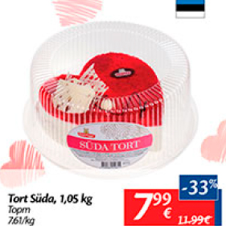 Allahindlus - Tort Süda, 1,05 kg