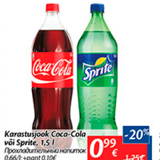 Allahindlus - Karastusjook Coca-Cola või Sprite, 1,5 l