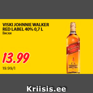 Allahindlus - VISKI JOHNNIE WALKER RED LABEL