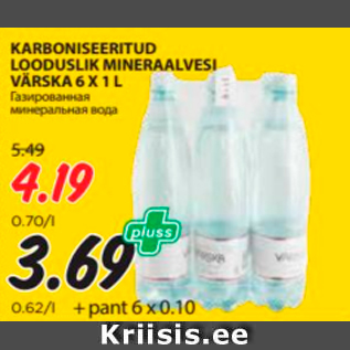 Allahindlus - KARBONISEERITUD LOODUSLIK MINERAALVESI VÄRSKA 6 X 1 L