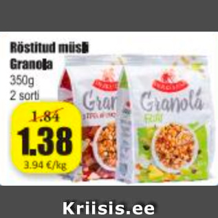 Allahindlus - Röstitud müsli Granola