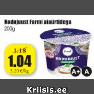 Allahindlus - Kodujuust Farmi aiaürtidega 200 g