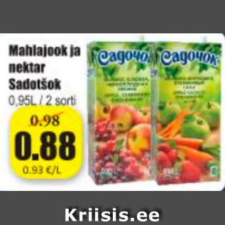 Allahindlus - Mahlajook ja nektar Sadotšok