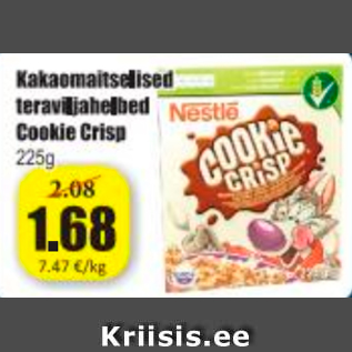 Allahindlus - Kakaomaitselised teraviljahelbed Cookie Crisp 225 g