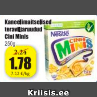 Allahindlus - Kaneelimaitselised teraviljaruudud Cini Minis 250 g