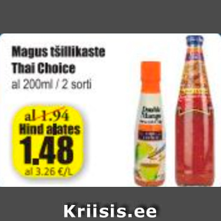 Allahindlus - Magus tšillikaste Thai Choice