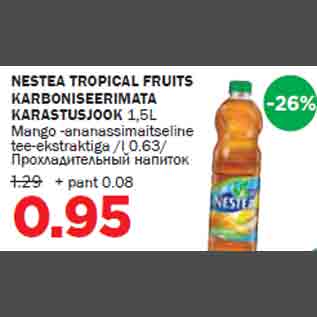 Allahindlus - NESTEA TROPICAL FRUITS KARBONISEERIMATA KARASTUSJOOK 1,5L Mango -ananassimaitseline tee-ekstraktiga