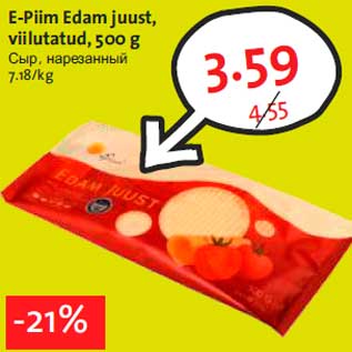 Allahindlus - E-Piim Edam juust, viilutatud, 500 g