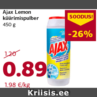 Allahindlus - Ajax Lemon küürimispulber 450 g