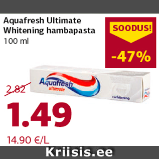 Allahindlus - Aquafresh Ultimate Whitening hambapasta 100 ml