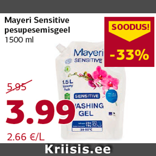 Allahindlus - Mayeri Sensitive pesupesemisgeel 1500 ml