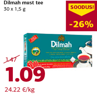 Allahindlus - Dilmah must tee 30 x 1,5 g