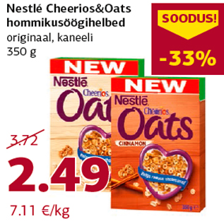 Allahindlus - Nestlé Cheerios&Oats hommikusöögihelbed