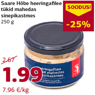 Allahindlus - Saare Hõbe heeringafi lee tükid mahedas sinepikastmes 250 g