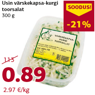 Allahindlus - Usin värskekapsa-kurgi toorsalat 300 g