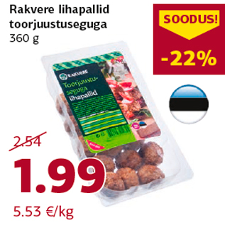 Allahindlus - Rakvere lihapallid toorjuustuseguga 360 g