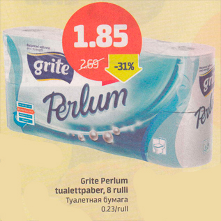 Allahindlus - Grite Perlum tualettpaber, 8 rulli