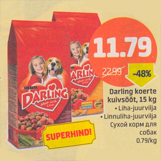 Allahindlus - Darling koerte kuivsööt, 15 kg