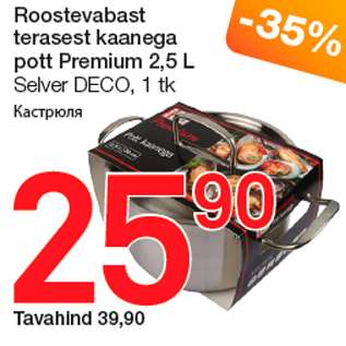 Allahindlus - Roostevabast terasest kaanega pott Premium 2,5 L