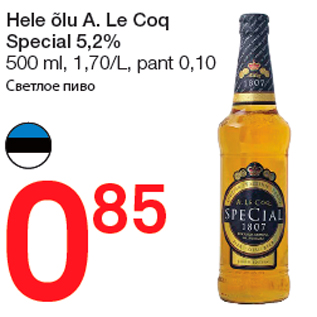 Allahindlus - Hele õlu A. Le Coq Special 5,2%