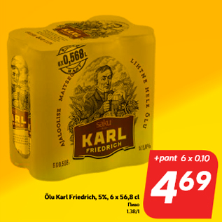 Allahindlus - Õlu Karl Friedrich, 5%, 6 x 56,8 cl