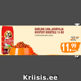 Allahindlus - DARLING LIHA-JUURVILJA KUIVTOIT KOERTELE 15 KG