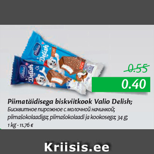 Allahindlus - Piimatäidisega biskviitkook Valio Delish