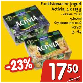 Allahindlus - Funktsionaalne jogurt Activia