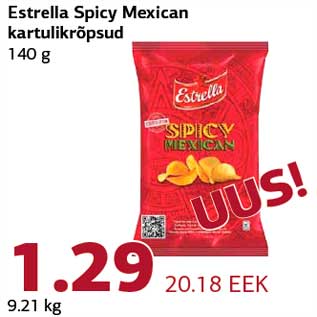 Allahindlus - Estrella Spicy Mexican kartulikrõpsud 140 g