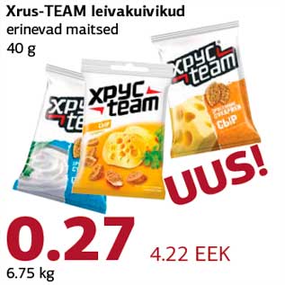 Allahindlus - Xrus-TEAM leivakuivikud erinevad maitsed 40 g