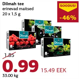 Allahindlus - Dilmah tee erinevad maitsed 20 x 1,5 g