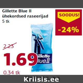 Allahindlus - Gillette Blue II ühekordsed raseerijad 5 tk