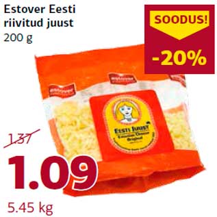 Allahindlus - Estover Eesti riivitud juust 200 g