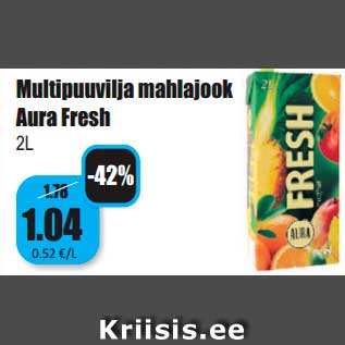 Allahindlus - Multipuuvilja mahlajook Aura Fresh 2L