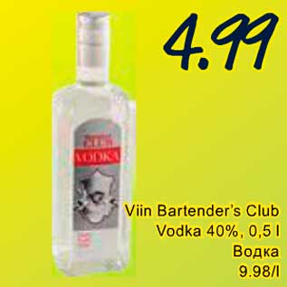 Allahindlus - Viin Bartender`s Club Vodka